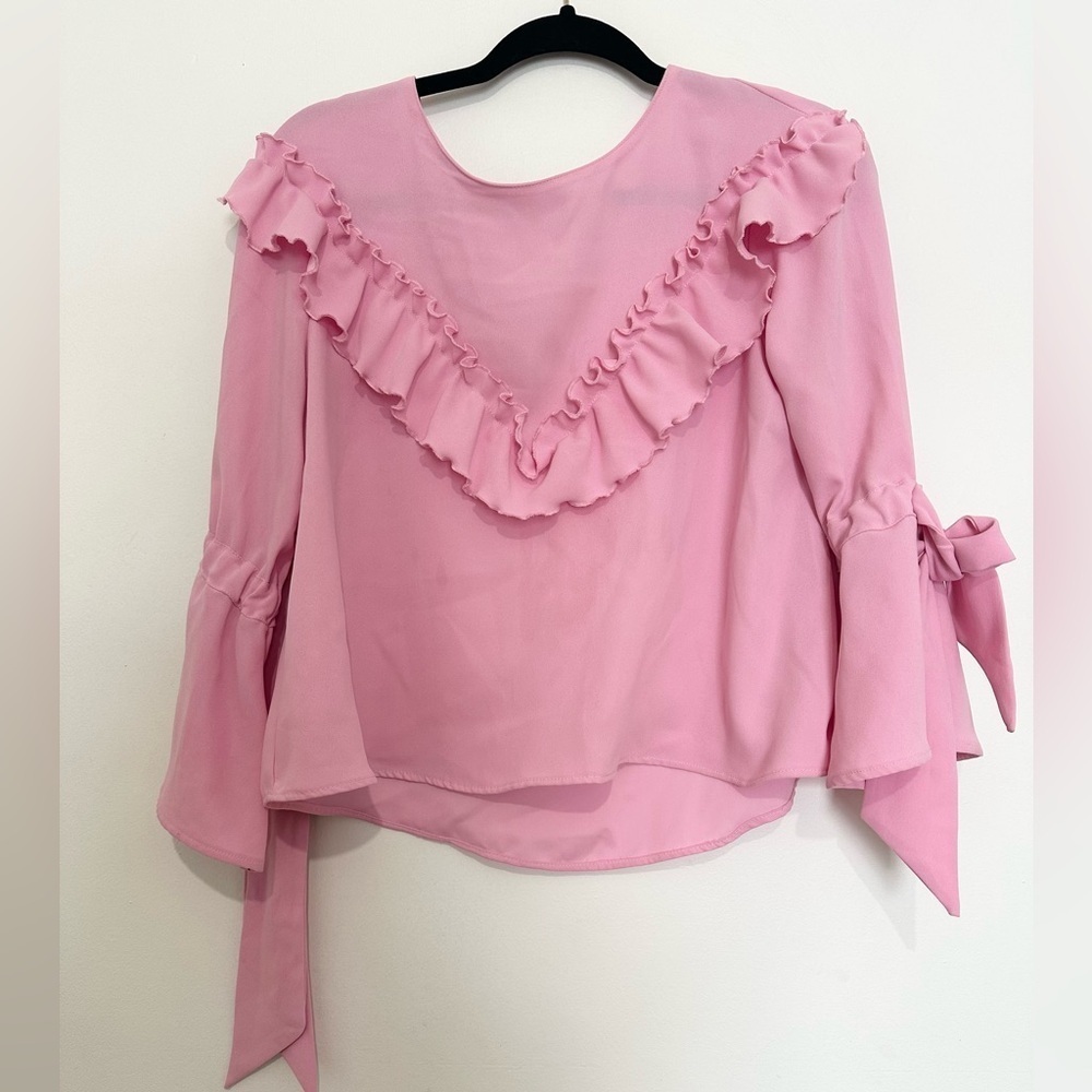 Zara pink blouse ruffles girly size medium pullover
